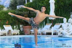 Alternative view of Gymnast Mattia at a Luxury Pool