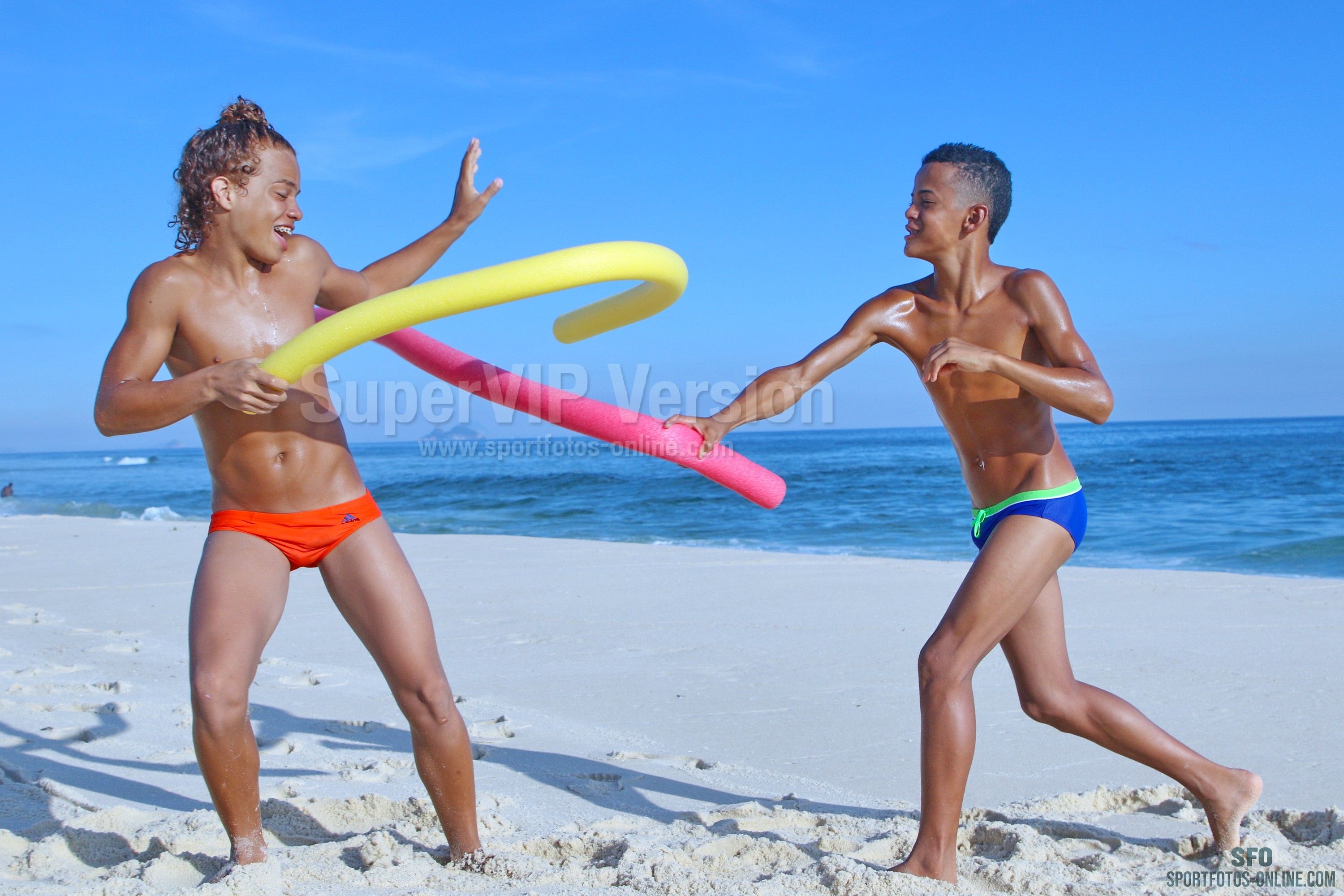Antonio and Juan Pool Noodle Beach Challenge